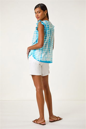 Pleated Tie Dye Frill Top 20196292