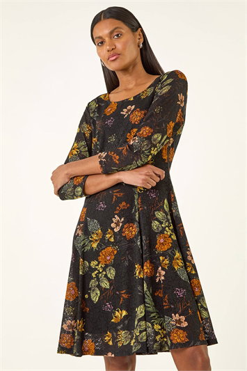 Floral Print Lace Stretch Dress 14779264