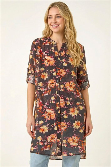Floral Print Longline Blouse 10209964