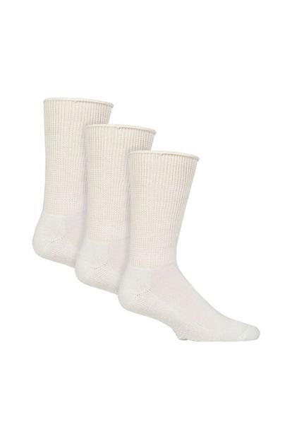 White 3 Pack Diabetic Slipper Socks With Grips