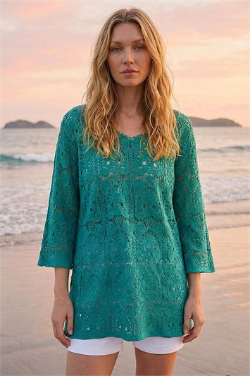 Cotton Crochet Tunic Top 16088631