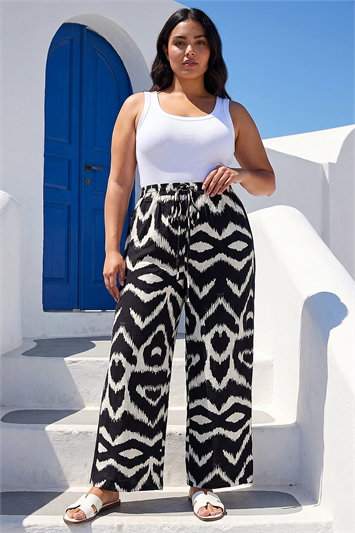 Curve Abstract Print Wide Leg Trouser 18122608