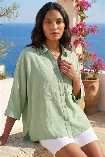 Green Relaxed Smart Stretch Shirt