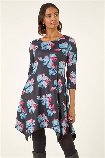 Floral Print Hanky Hem Dress 14819708