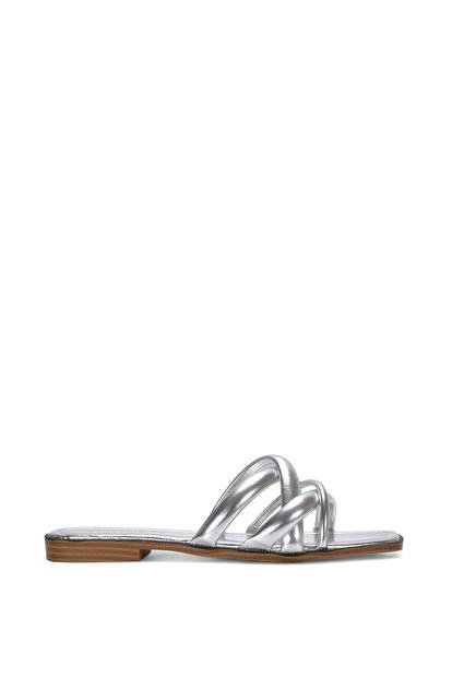 Black 'Fiona' Strappy Flat Open Toe  Sandal Mule Sliders