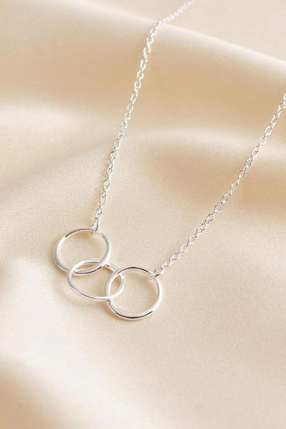 Metallic Sterling Silver Trio Circles Necklace