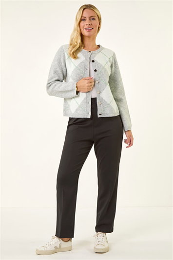 Petite Argyle Buttoned Knit Cardigan 16315236