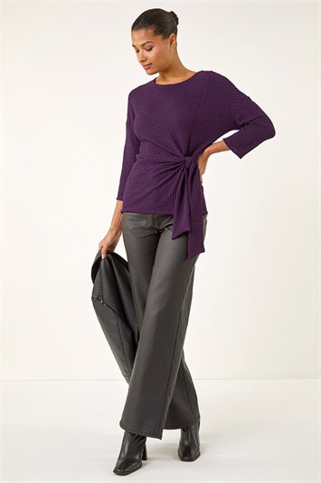 Purple Textured Asymmetric Wrap Top