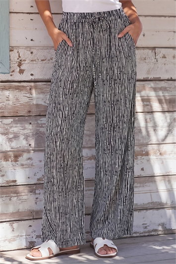 Stripe Print Wide Leg Trousers 18116008