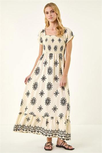 Broderie Shirred Maxi Dress 14839838
