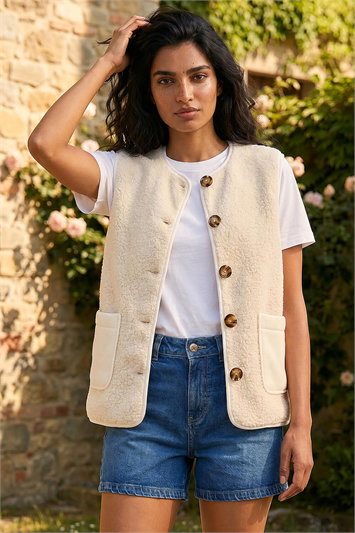 White Fleece Pocket Gilet