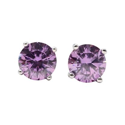 Purple Alexandrite Moissanite Crystal Sterling Silver Earrings