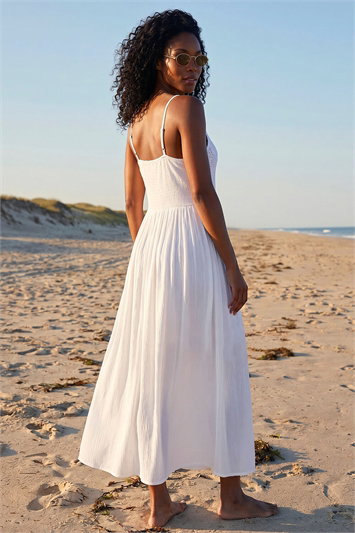 Lace Bodice Shirred Midi Dress 14483994
