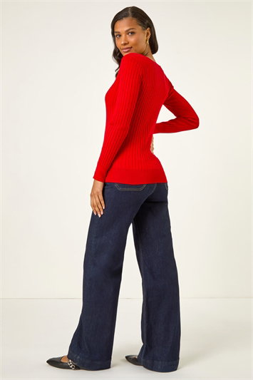Square Neck Ribbed Knit Jumper 16219178