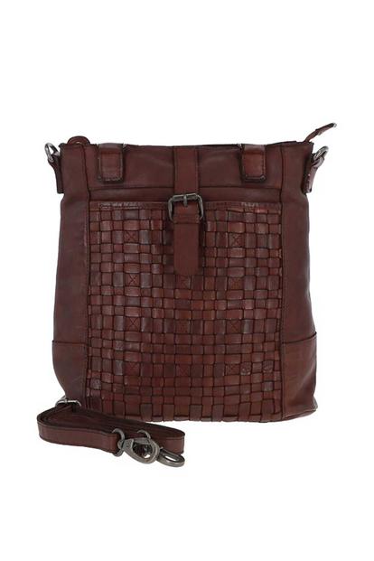 Black 'Perfezione' Vintage Woven Leather Shoulder Bag