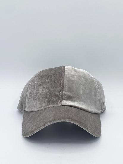 Grey Velvet Baseball Cap
