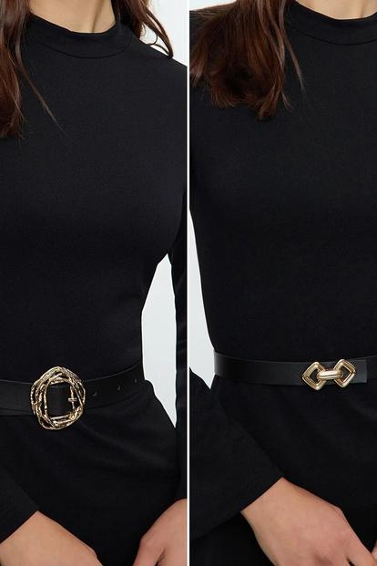 Multi Double Pack Statement Buckle Women’S Waist Belt Set