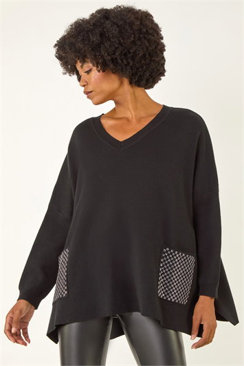 Black Sparkly Pocket Knit Jumper