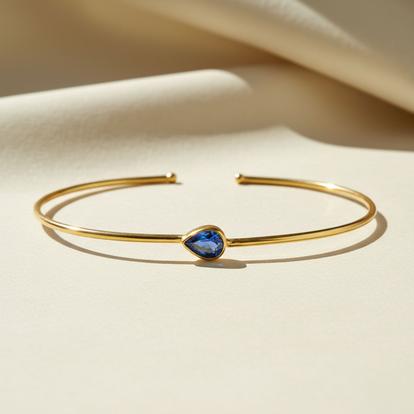 Metallic Sapphire September Birthstone Gold Plated Bangle