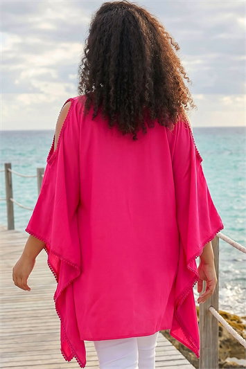 Curve Bobble Trim Hanky Hem Top 20178932