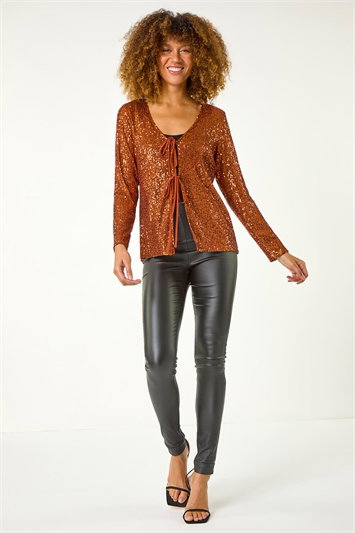 Front Tie Sequin Detail Top 19356213