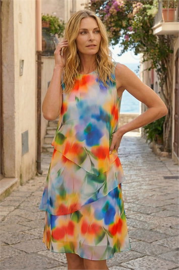 Petite Abstract Layered Tier Dress 14672509