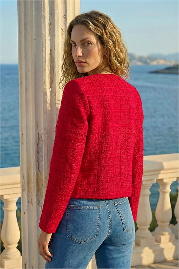Collarless Boucle Jacket 15044378