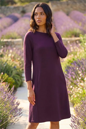 A-Line Pocket Detail Stretch Swing Dress 14125376