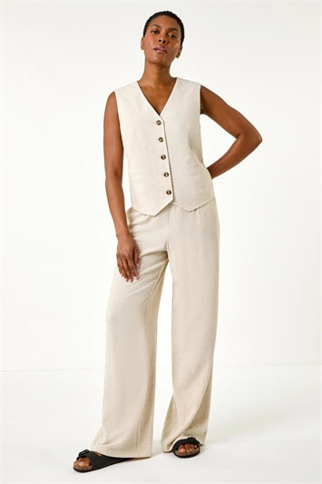 Linen Blend Button Through Waistcoat 15028059