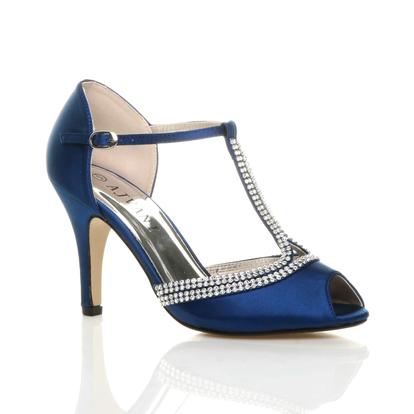 White Diamante T-Bar Peep Toe High Heeled Sandals