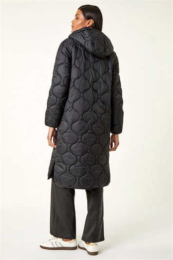 Fleece Lined Quilted Hooded Coat 12039908