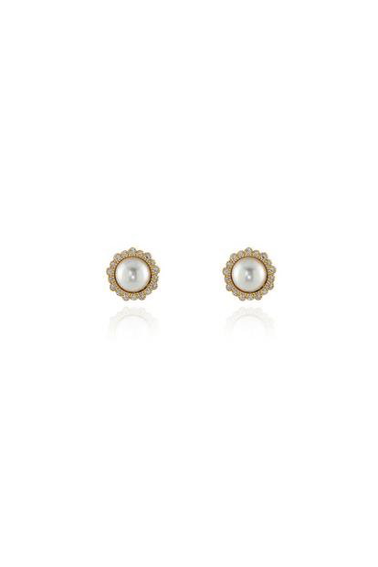 Metallic Cachet London Jasmin Pearl Gold Earrings