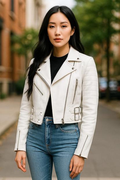 Cropped Brando Leather Biker Jacket M000067958