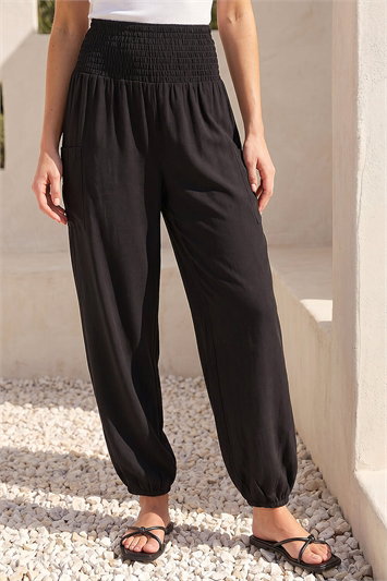 Petite Shirred Waist Trousers 18121708