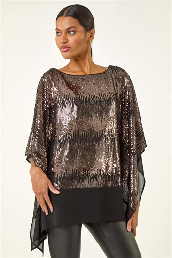 Ombre Sequin Mesh Chiffon Top 20229590