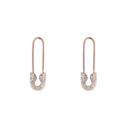 Metallic Pave Safety Pin Earring Jewelled Sterling Silver