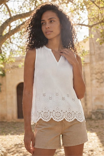 Cotton Broderie Hem Top 19431838