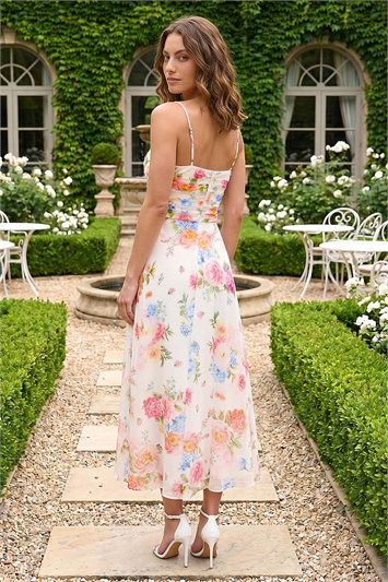 Petite Floral Ruched Midi Dress 14868438