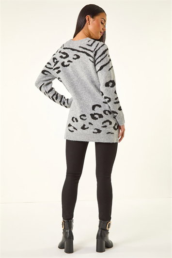 Petite Animal Print Longline Stretch Jumper 16091336