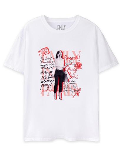 White Emily In Paris Mono Typography T-Shirt