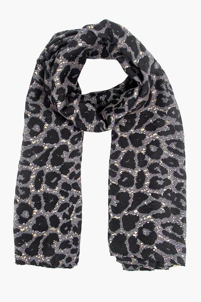 Brown Foil Leopard Lightweight Scarf