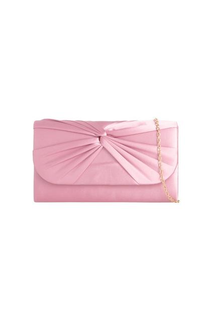 Pink Ruched Satin Clutch