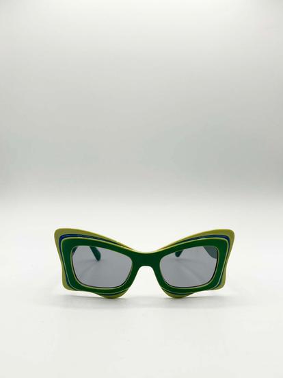 Green Bold Butterfly Cat-Eye Sunglasses Green Lime