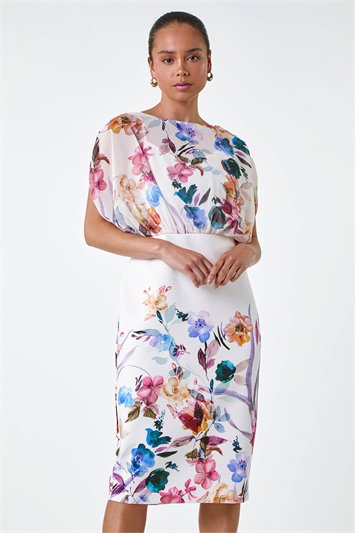 Petite Floral Chiffon Blouson Overlay Dress 14579938