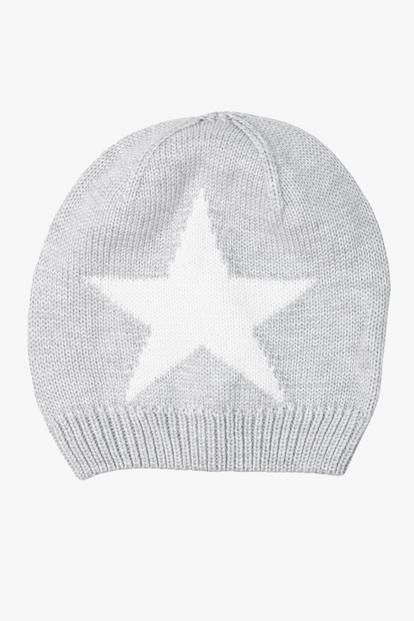 Black Star Wool Blend Beanie Hat