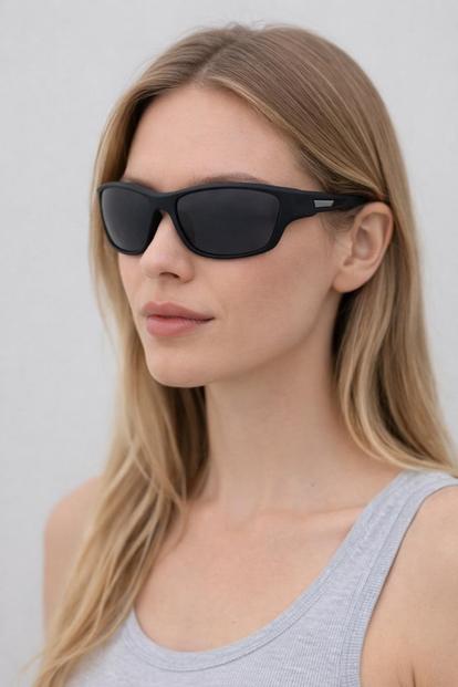 Black Basic Outdoor Sports Racer Sunglasses In Black With Case