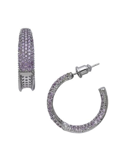 Metallic Pavé Tapered Hoop Earrings