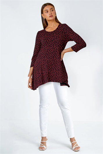 Ditsy Heart Stretch Hanky Hem Top 19286278