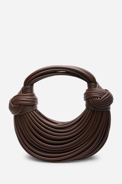 Brown Blossom Curved Metallic Shoulder Bag