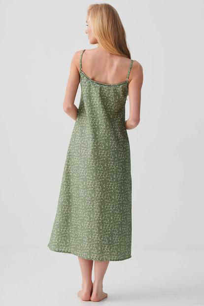 Green "Shrub Sage" Flower Crisp Cotton Nightshirt